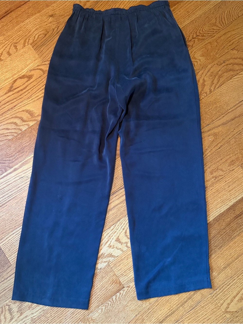 Eileen Fisher 100% Silk Pants Pull-on Dark Gray Elastic Waist Costal Travel PS